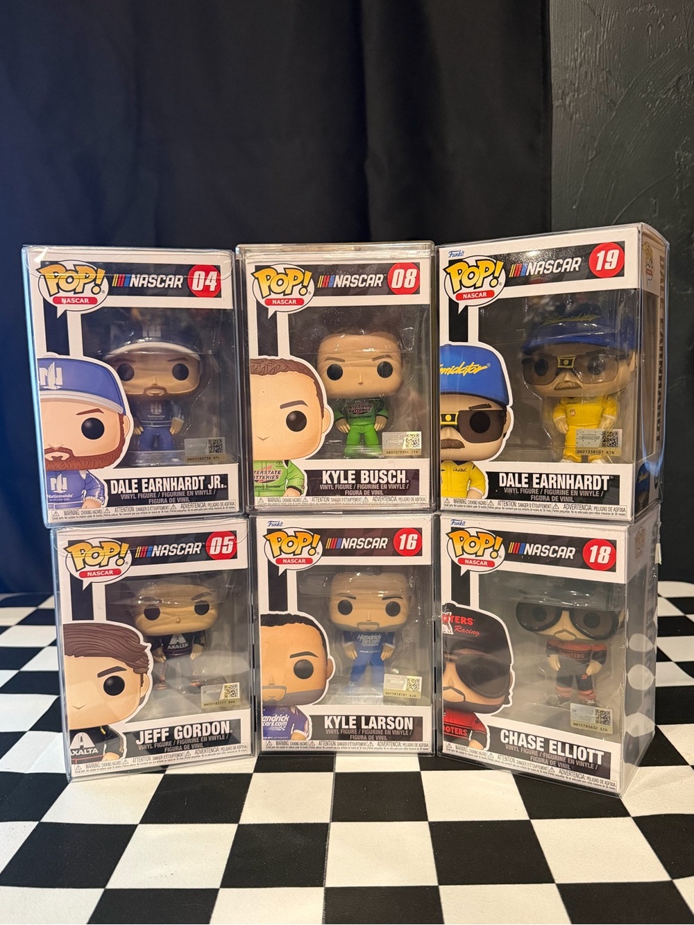 NASCAR Funko Pop Lot of 6 Gordon, Earnhardt, Larson, Busch Elliott, Earnhardt JR